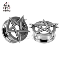 wholesale price stainless steel pentagram star moon ear tunnels expanders body piercing jewelry earring gauges stretchers 34pcs