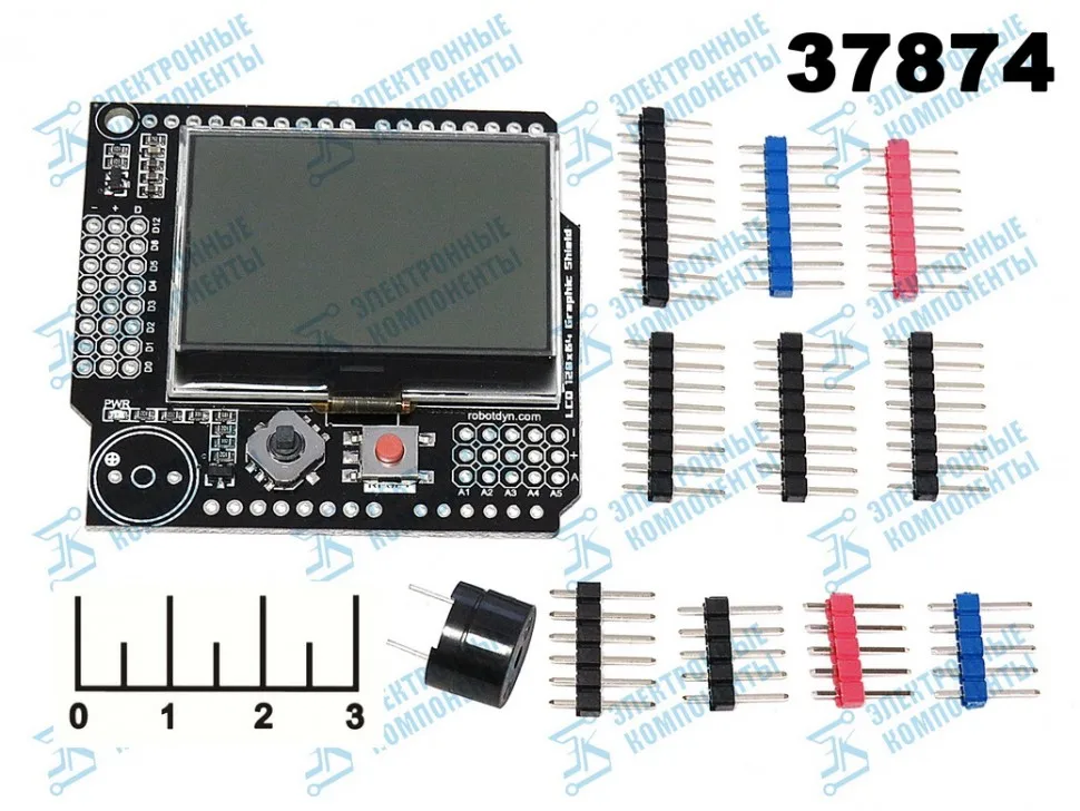 РАДИОКОНСТРУКТОР ARDUINO LCO 128*64 GRAPHIC + BUZZER SHIELD UNO ПЛАТА РАСШИРЕНИЯ |
