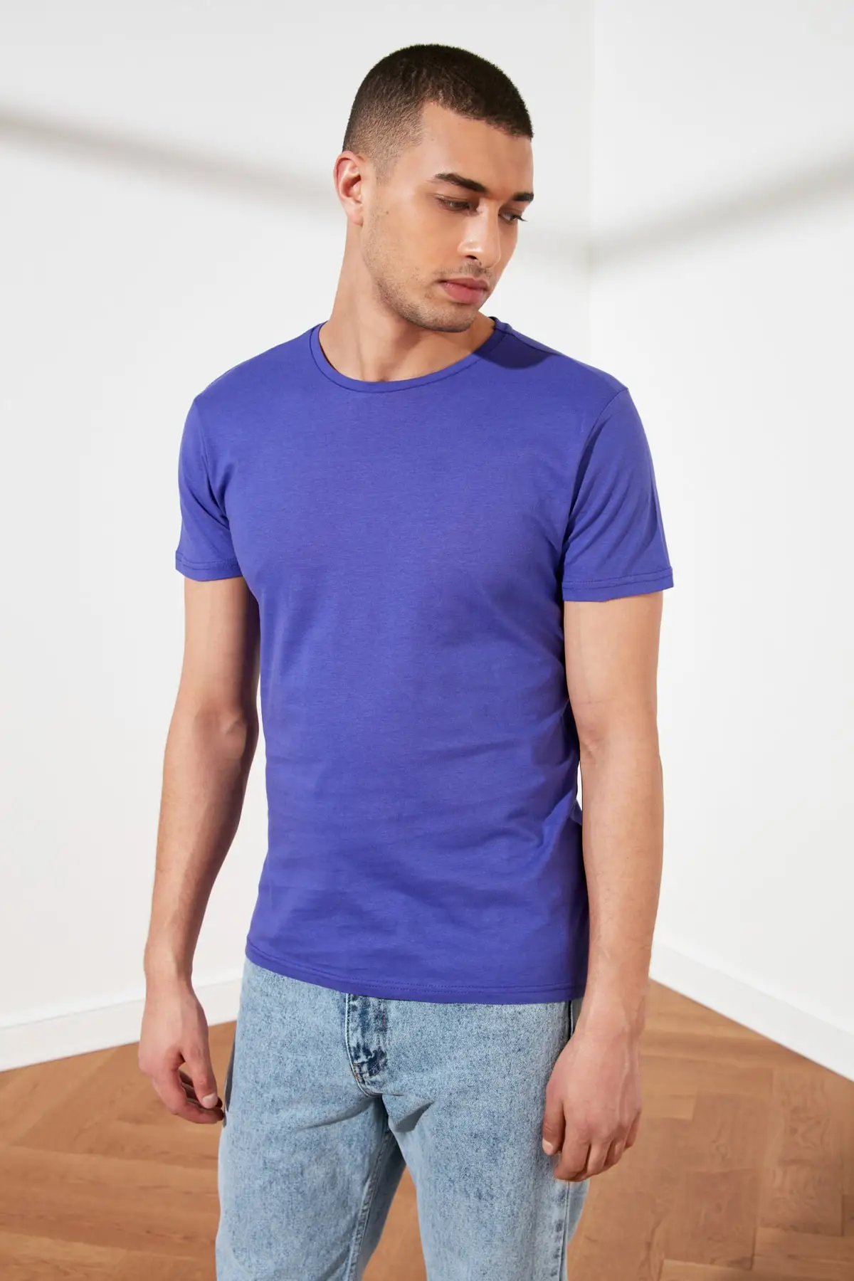 

Trendyol Damson BASIC Men 'S T-Shirt Cotton Short Sleeve Cycling Neck TMNSS19BO0001 футболка мужская camisetas hombre топ