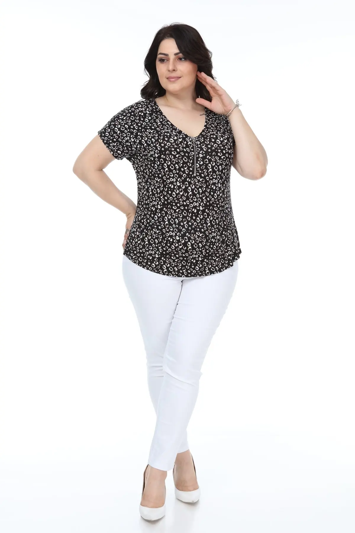 Блузка на молнии большого размера Hanezza