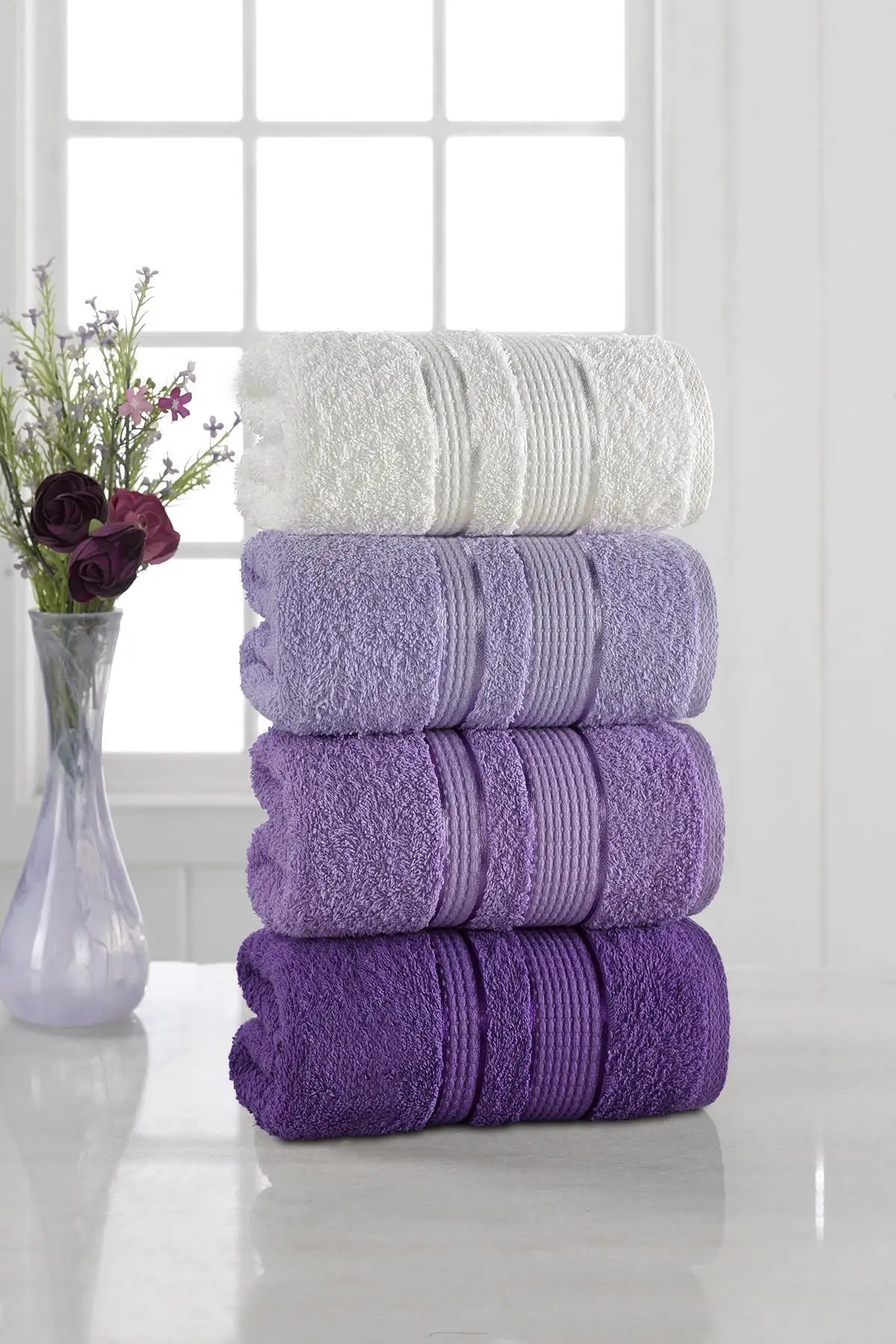 

4 PIECES TOWEL HAND AND FACE TOWEL MADE OF 100% COTTON HIGH QUALITY WASHABLE