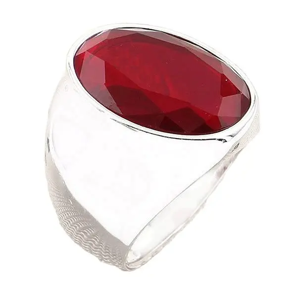 

Plain Sterling Silver Mens Ring with Oval Red Zircon Stone Made in Turkey 925 Sterling Silver Gifts for Men Gifts for Husband