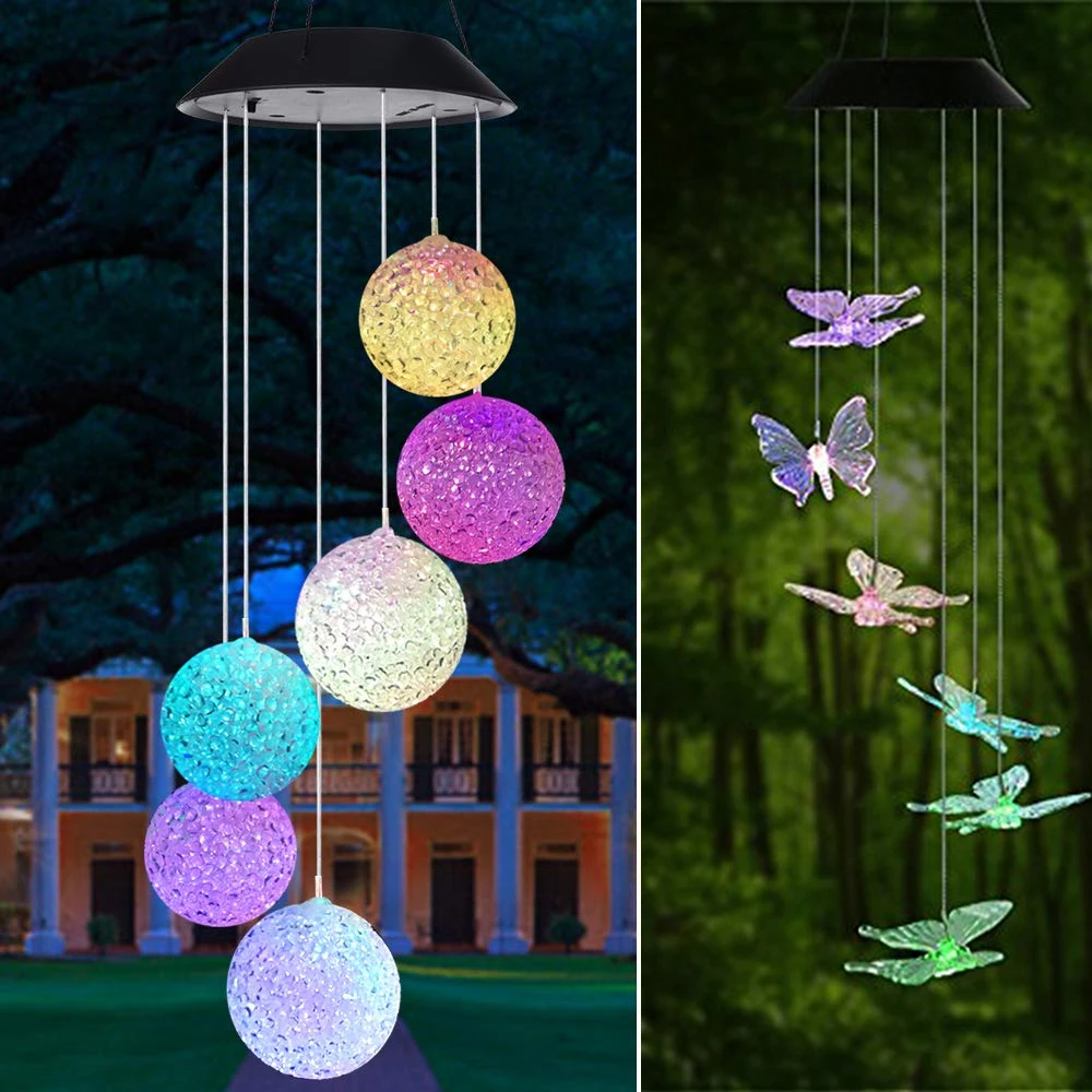 9 видов солнечных светильников светодиодный ные ветряные колокольчики с