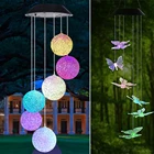 Уличный светильник на солнечной батарее, 9 видов, светодиодный Музыка Ветра, меняющая цвет, спиральная Музыка Ветра, уличный светильник на Рождество, декоративная садовая лампа