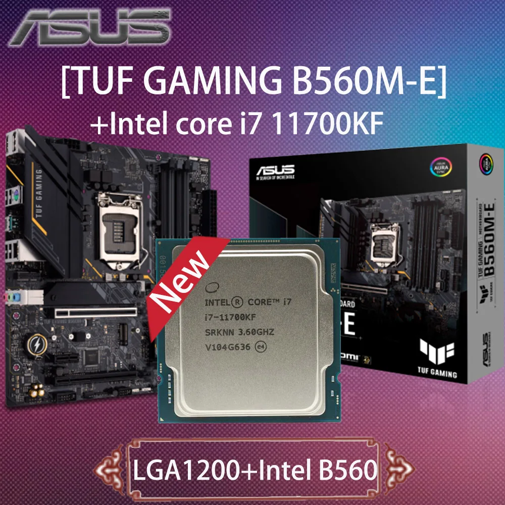 

LGA 1200 ASUS TUF GAMING B560M-E Motherboard Set With Intel Core i7-11700KF DDR4 128GB 11th USB3.2 ATX Desktop Placa-mãe1200 New