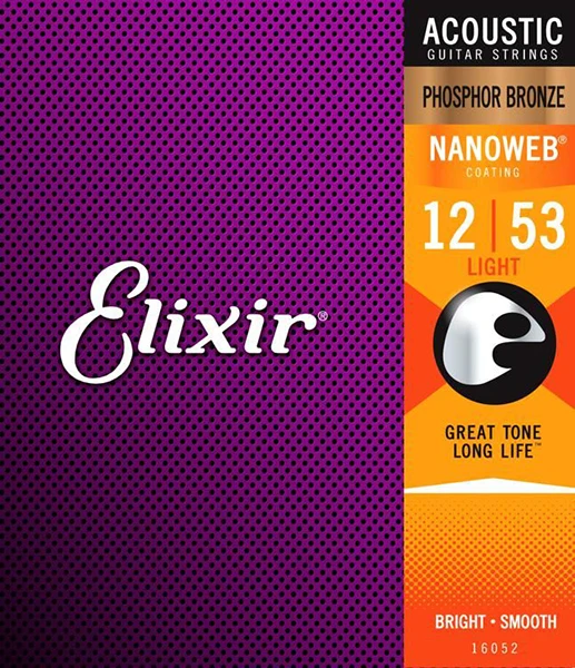 16052 NANOWEB струны для акустической гитары Light фосфорная бронза 12 53 Elixir|Детали и