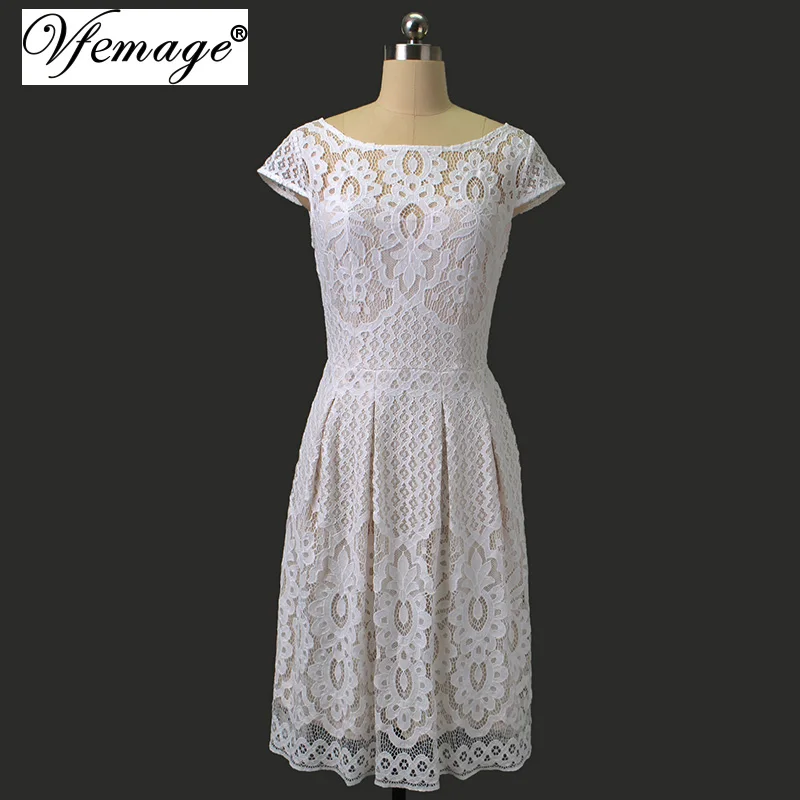 Женское винтажное цветочное кружевное платье Vfemage с карманами и рукавами
