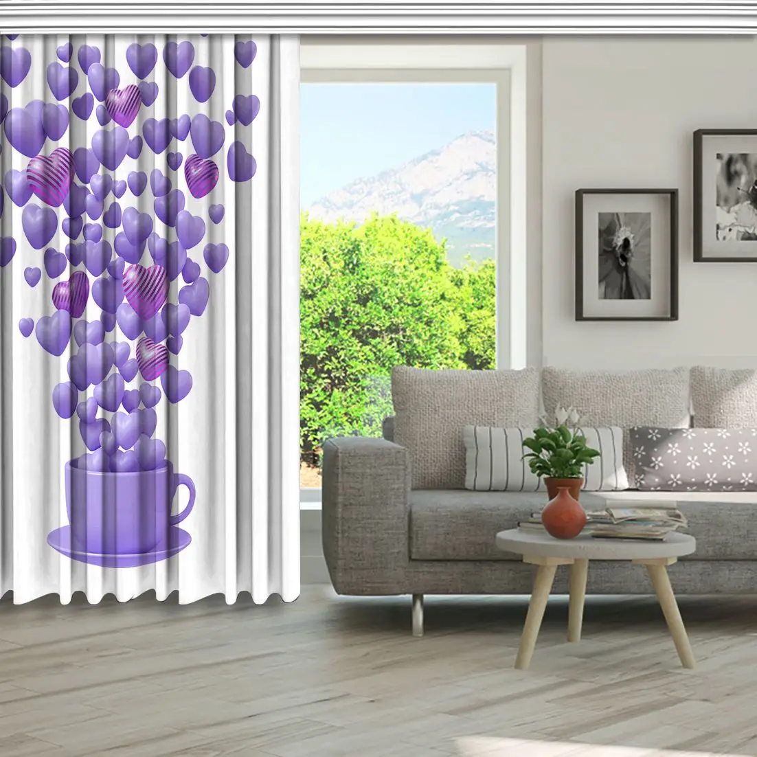Занавеска кофейная чашка любовь маленьких плавающих сердец романтическая Милая
