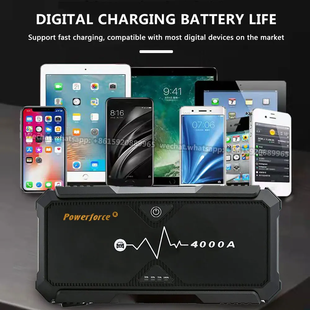 

4000A Car Jump Starter PD60W Bidirectional Output Leads Booster Portable Charger 28000mAh Compact Emergency Battery Starter