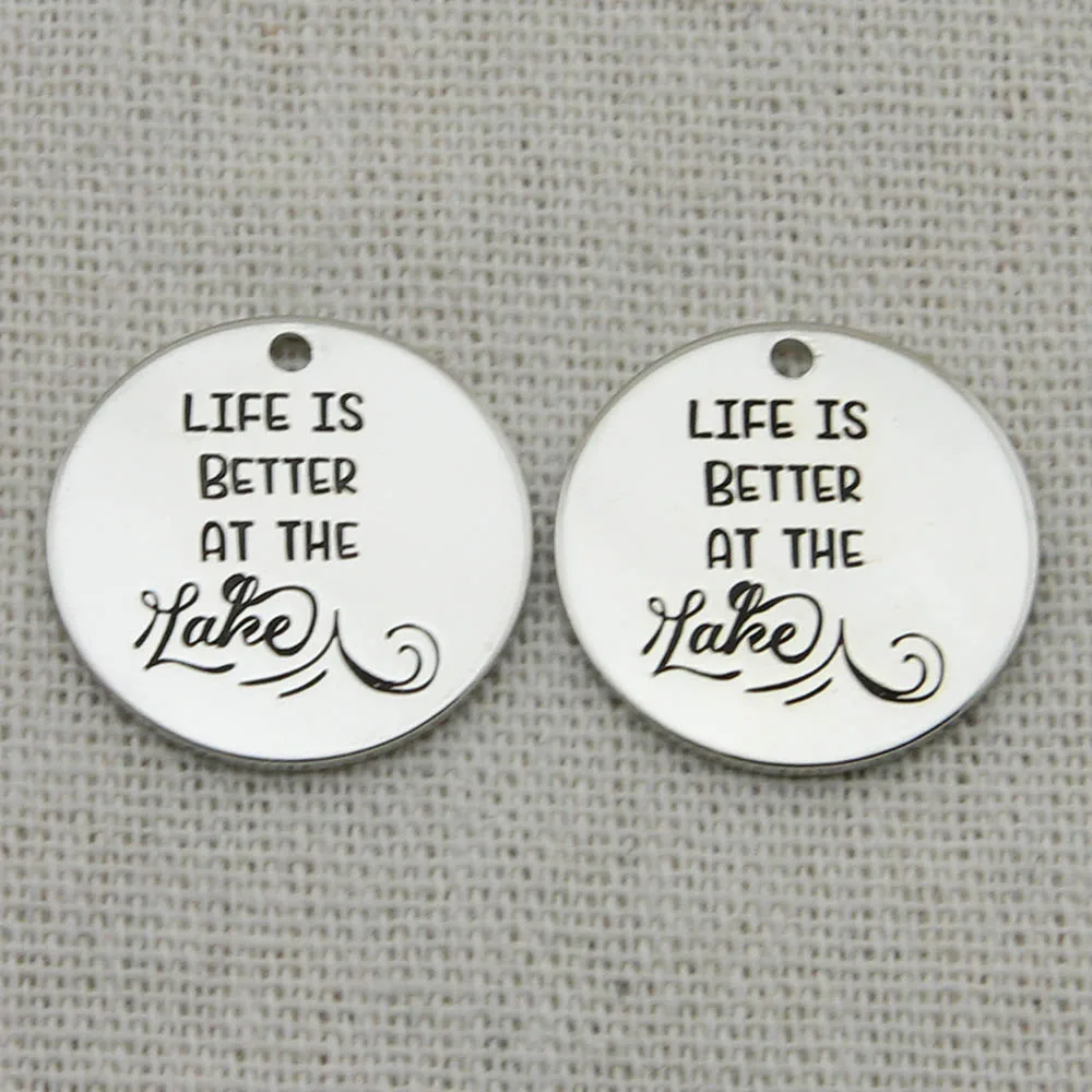 Колье жизнь лучше у озера подвеска с лазерной гравировкой ювелирные изделия в