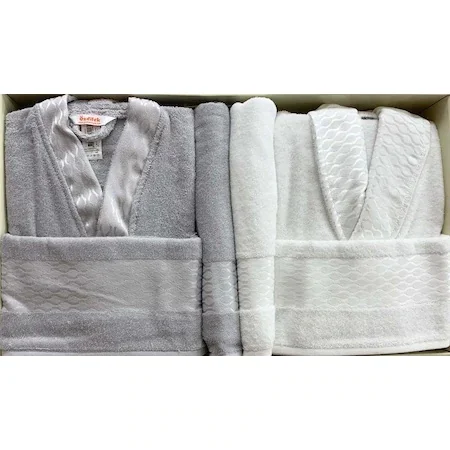 

zdilek Elissa Gray White Family Robe Set zdilek Bathrobe Set 390024892