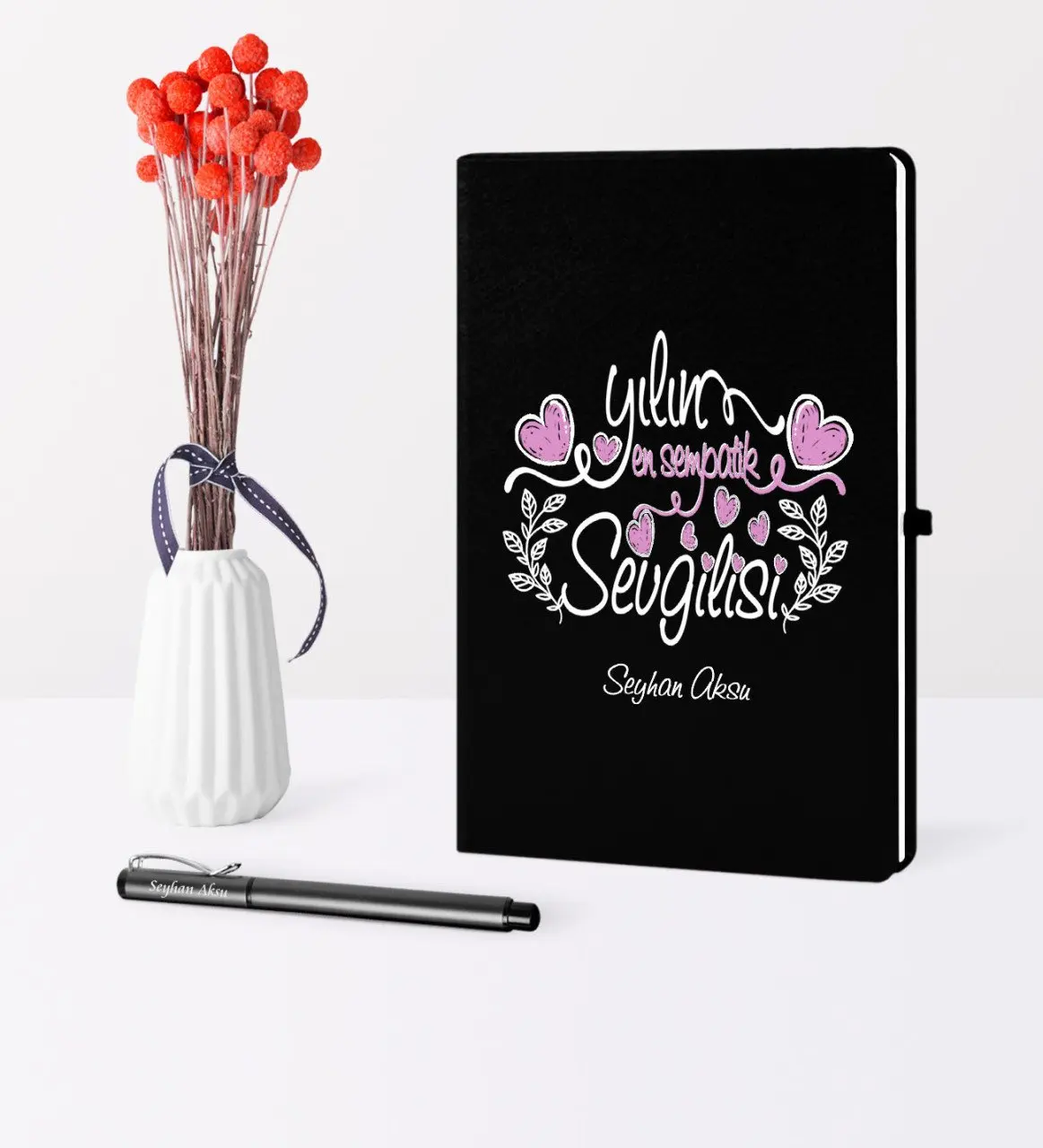 

Personalized The Sympathetic Lover Themed Black Notebook Pen Set