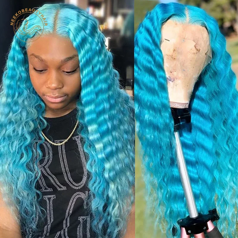 Парик на сетке спереди синий розовый желтый оранжевый 13X 4 плотность 180% | Шиньоны и