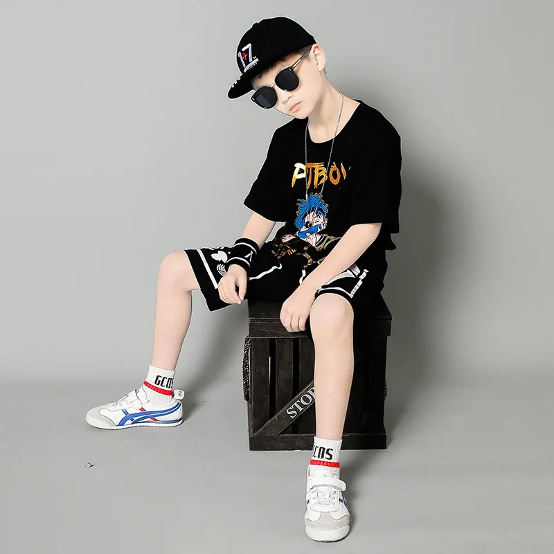 

New Spring Summer Boys Clothing SuitsSweatshirts+Pants 2pcs/Set Pullover Kids Teenager Outwear Sport Beach School High Quality