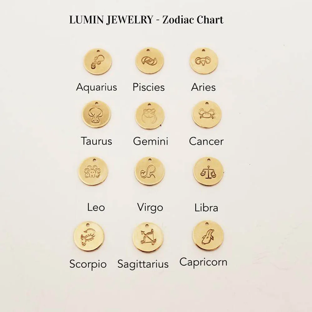 Gold Zodiac Necklace Sign Constellation Bridesmaid 15mm MT6956 10Pcs/Lot | Украшения и аксессуары