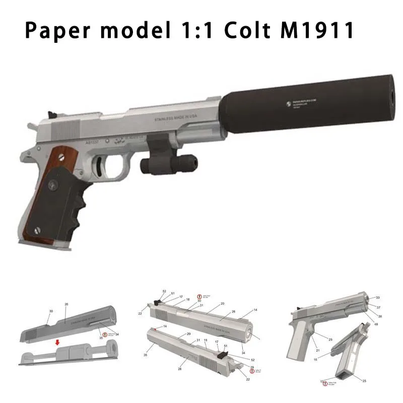 1:1 M1911 бумажная модель пистолета DIY 3D бумажные игрушечные модели