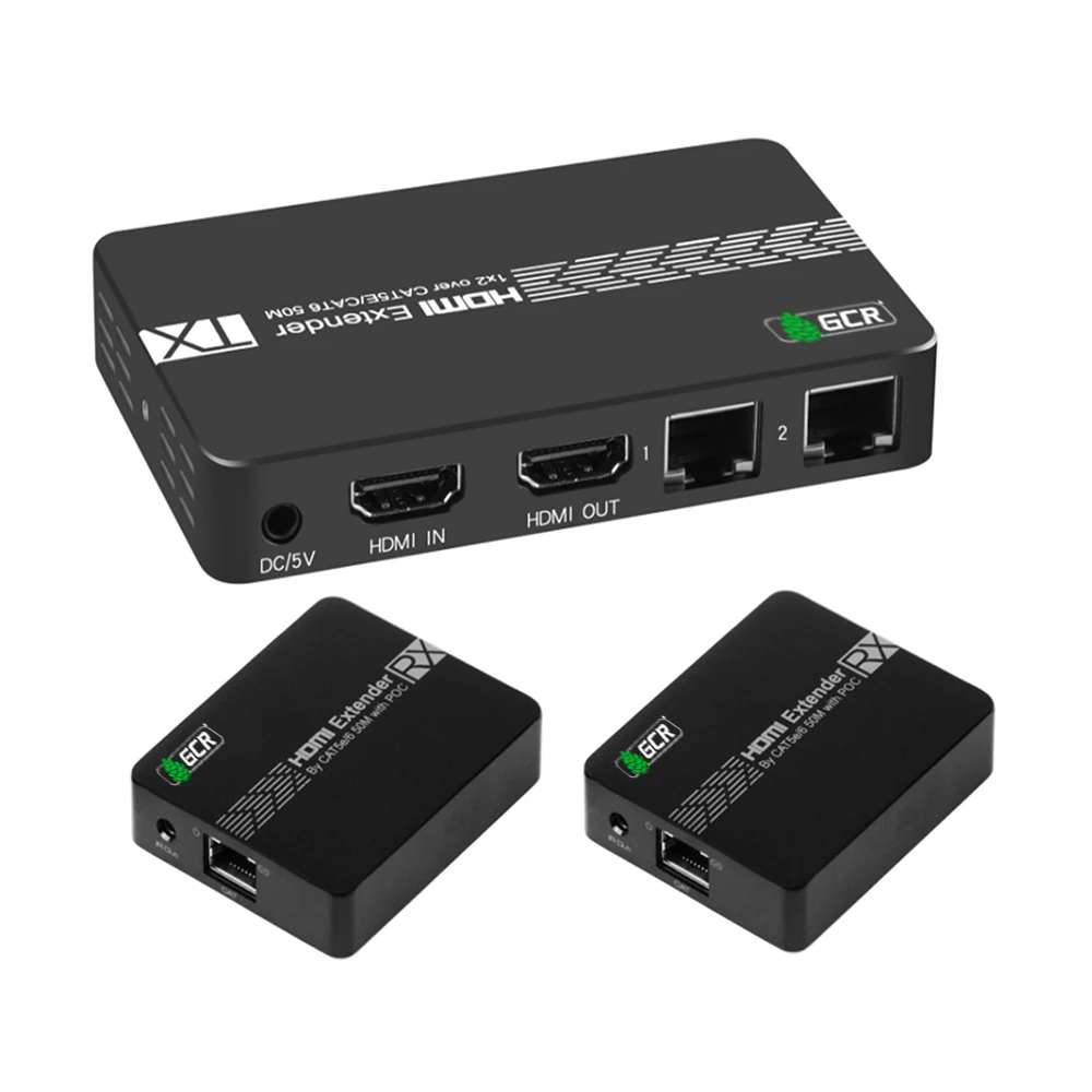 GCR Разветвитель HDMI с усилением через Lan кабель для монитора ПК ноутбука hdmi splitter for