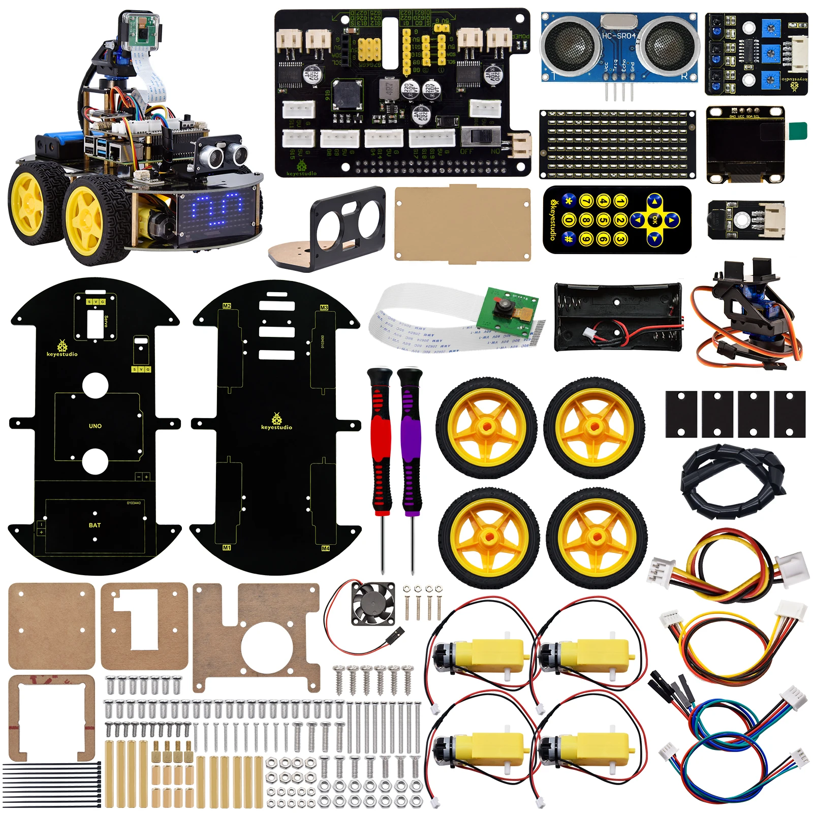 Keyestudio Raspberry Pi 4B Robot Car + модуль камеры 5 мегапикселей программирование Python для (без