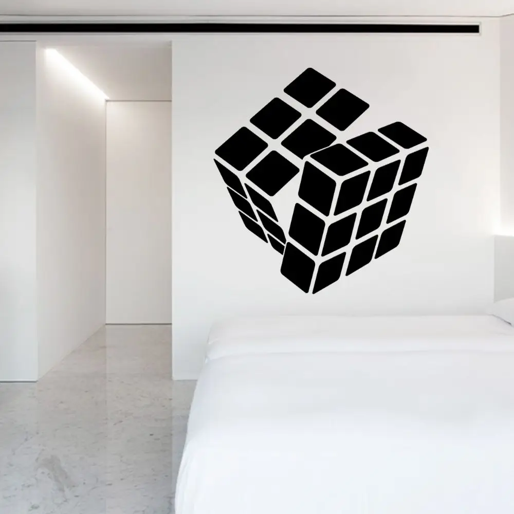 Cubo creativo de Rubiks, Mural de arte, pegatina de pared para decoración de habitación de niño, extraíble, A002394
