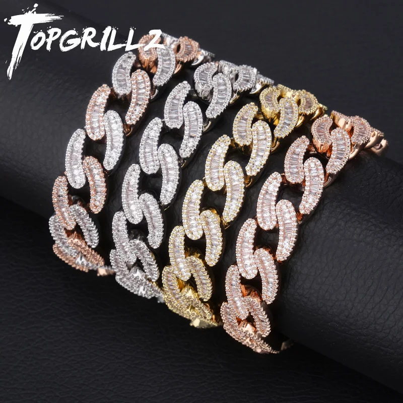 TOPGRILLZ 14 мм кубинский браслет с замком Майами украшенный блестящим кубическим