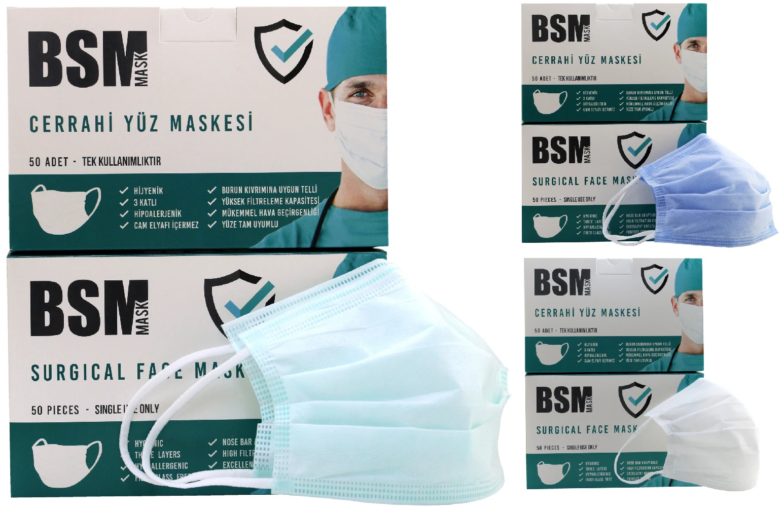 

BSM Brand - Adult and Child Mask - 100 Pcs / Box Type IIR