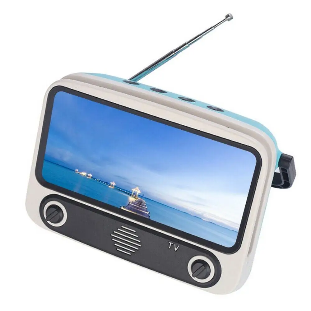 blue BT Speaker Bluetooth динамик Ретро ТВ держатель для мобильного телефона Подставка для iphone huawei xiaomi Handsfree книжная полка динамик аксессуары для телефона - Цвет: blue BT Speaker