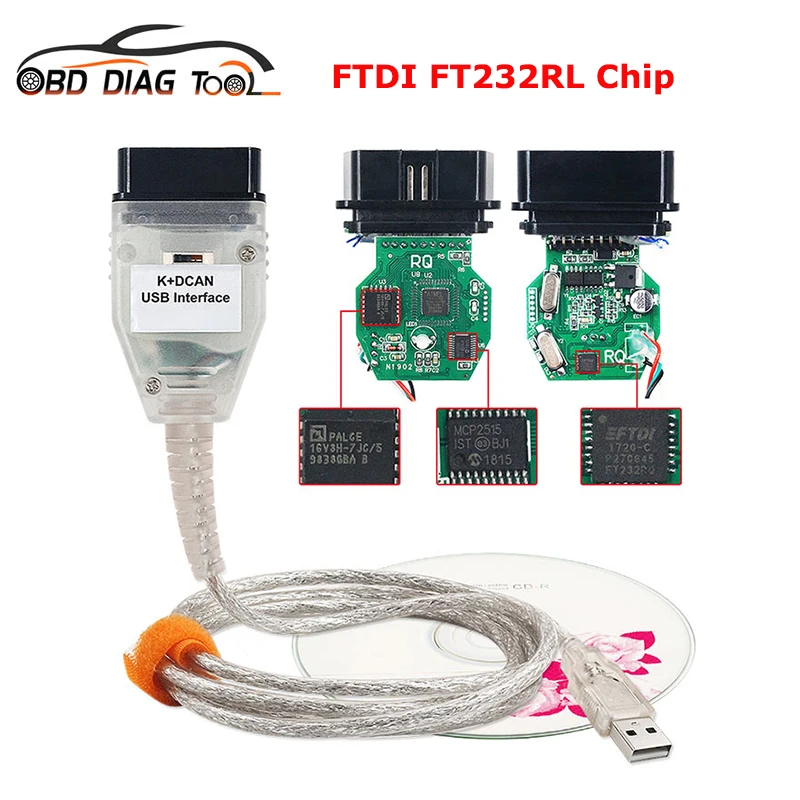 OBD2 Диагностический кабель для BMW K + DCAN с переключателем FTDI FT232RL чип CAN 20-контактный