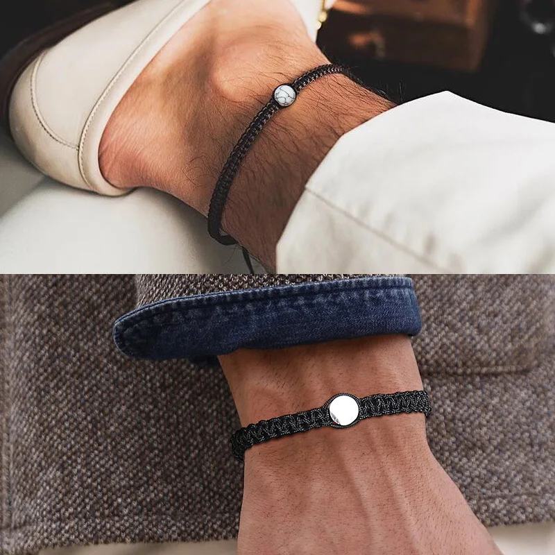 

Men Bracelets,Braided Thread Anklet Bracelet For Men,Bracelets Surf Waterproof Hippie Anklet,Adjustable,Durable Men Wrist Ankle