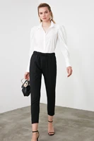 trendyol lacing detailed women pants suit women clothes 2021 fashion spring high waist office button elegant twoss19st0212