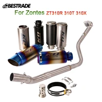 for zontes zt310r 310t 310x full motorcycle exhaust system 51mm exhaust muffler tip slip on front mid link pipe stainless steel