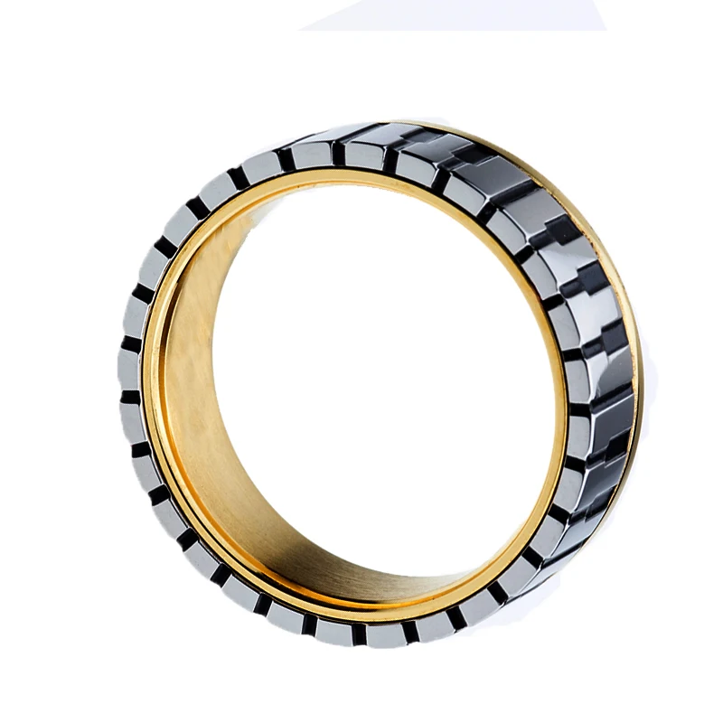 Кольцо из вольфрамовой стали с черно-белыми клавишами пианино ширина 7 мм