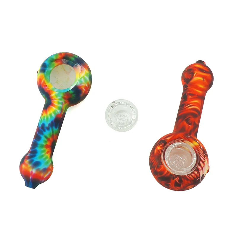 

Silicone Smoking Pipe Travel Tobacco silicone glass hand water Pipes for smoking Spoon Cigarette Tubes Herb Accessories Plastic