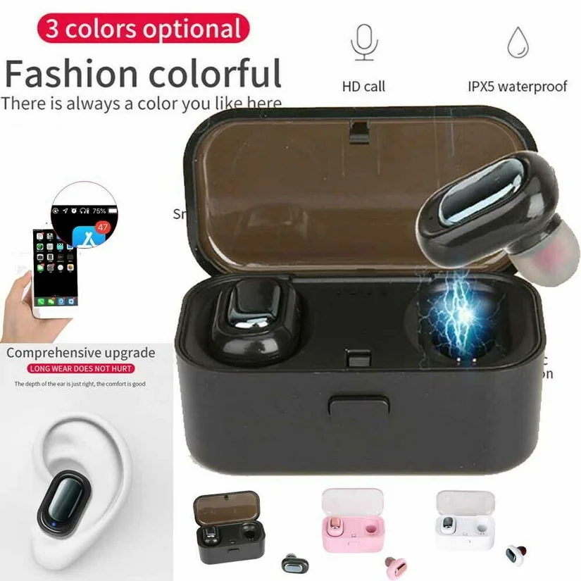

KPHRTEK 1PC Stereo Mini HIFI Wireless Bluetooth 5.0 Headset Sport Earbuds Twins Ear