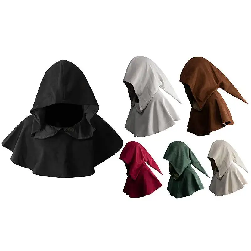 

DAZCOS Multicolor Medieval Cowl Hat Durable Faux Suede Pagan Cosplay Accessory Men Women Hooded Renaissance PaganVintage Capelet