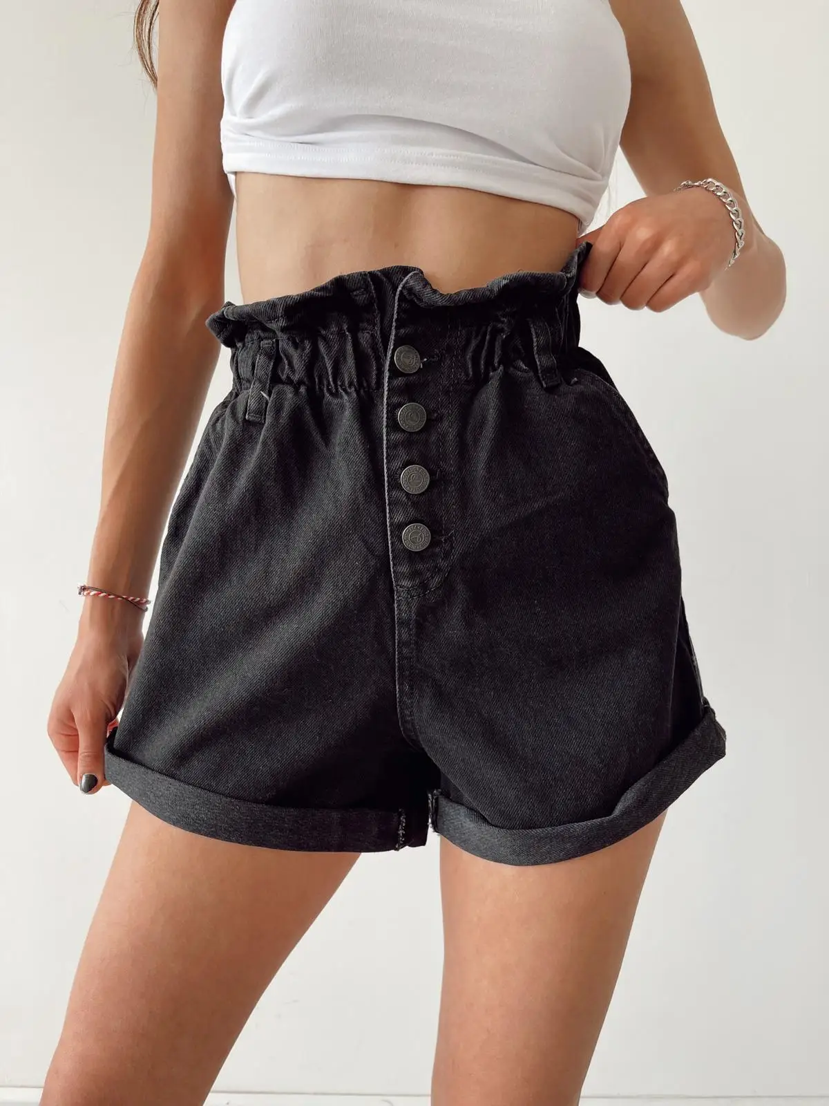 

New Women's Trend Women 2021 Waist Rubber Washed Denim Shorts Summer Hot Sale
