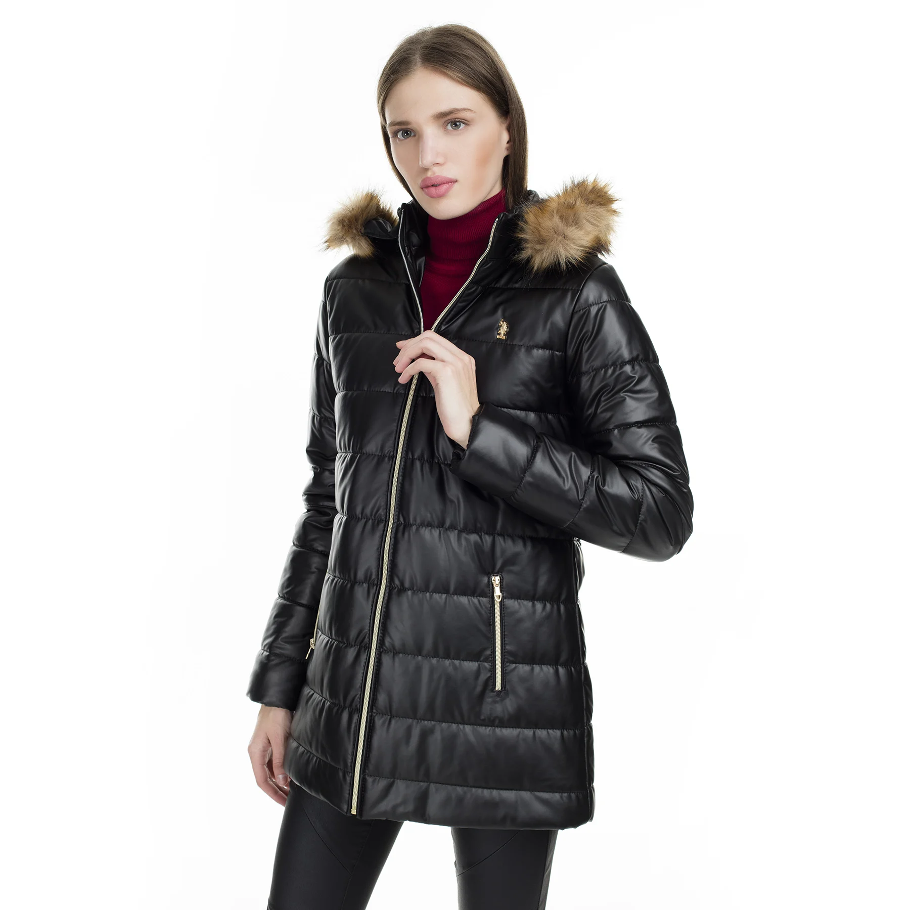 U.S. Polo пальто из искусственной кожи женское кожаное G082SZ035P01 WP8040|Кожаные куртки| |