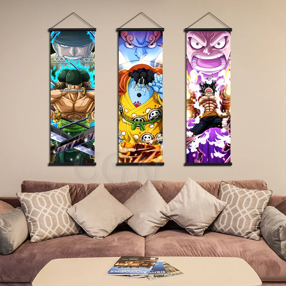 One Piece настенное искусство японское аниме Картина на холсте Висячие свитки Луффи