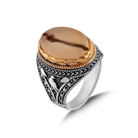 bird model silver men ring turkish silver ring islamic silver jewelry yemen agate gemstone silver ring