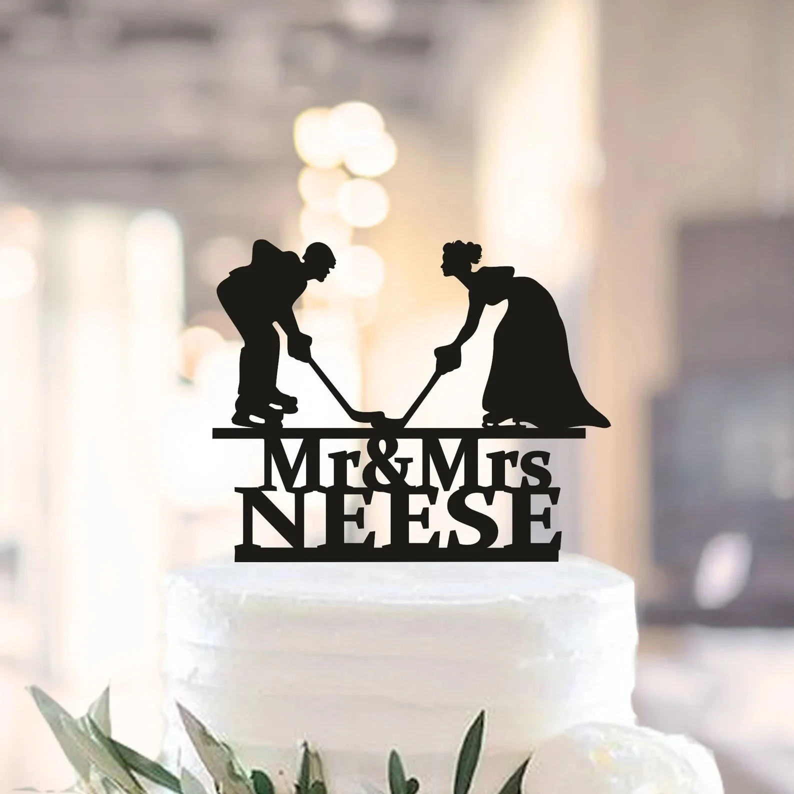 

Mr and Mrs Hockey Cake Topper,Custom Hockey Couple Cake Topper,Hockey Players Wedding,hockey party topper for wedding