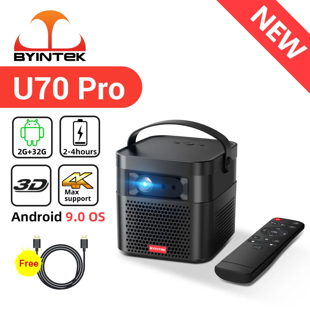BYINTEK U70 Smart 3D 300 дюймовый Android WiFi портативный 1080P LED DLP мини проектор Full HD для 4K