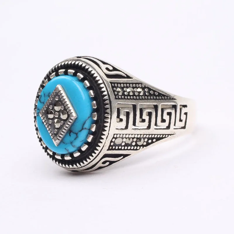 

Handmade Oval Turqoiuse Stone ring, Man turquoise ring, Turquoise Ring, Silver Handmade Ring