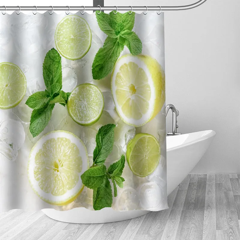 

Fruit Lemon Pattern Shower Curtain Waterproof Fabric Bathroom Curtain Nature Bath Curtains Opaque Curtain Bath Things