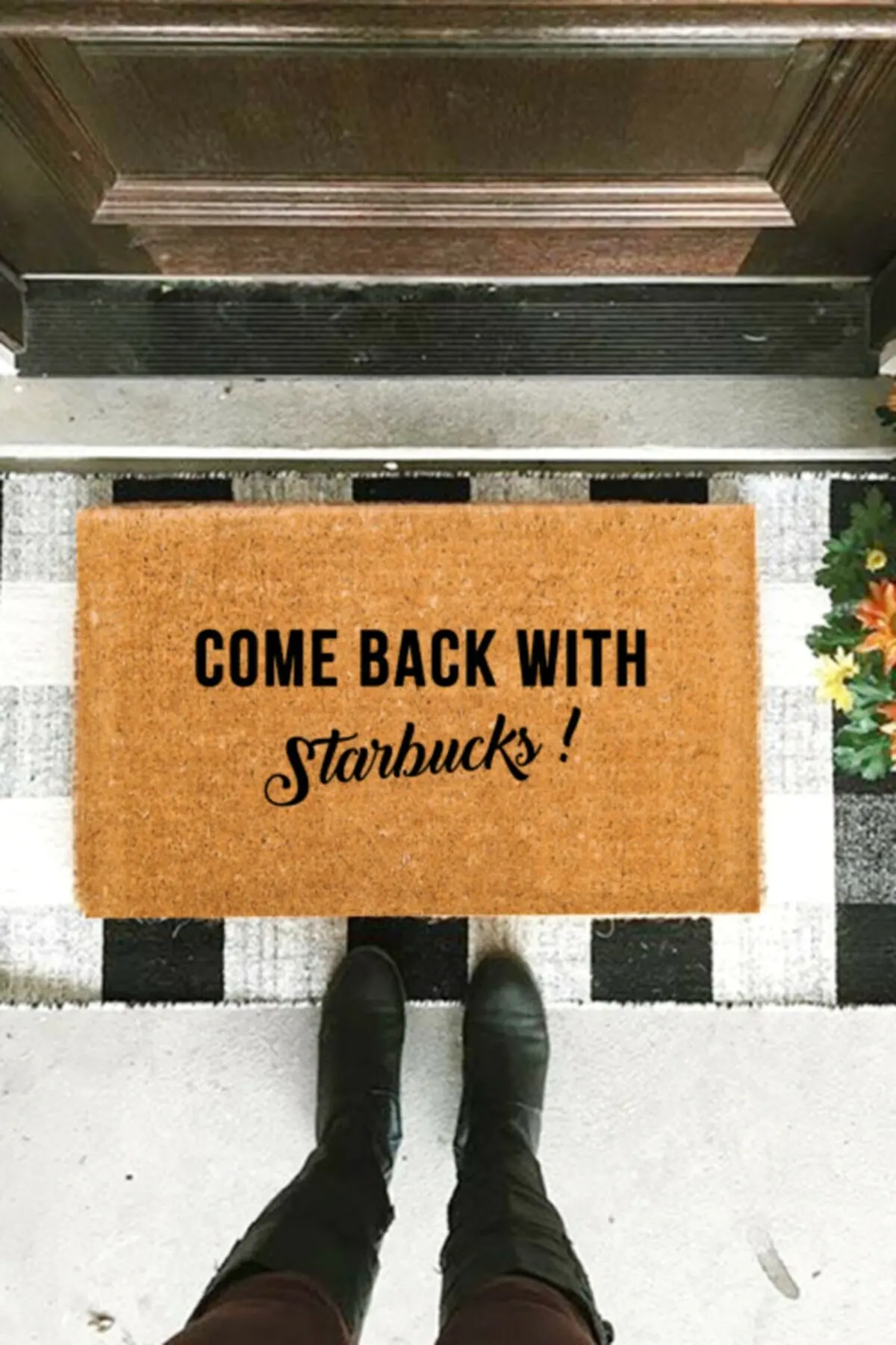 

Come Back With Coffee Doormat Outdoor Dust Removal Wear-resistant Anti-skid Entrance Door Scraping Mud Sand Removing Foot Pad