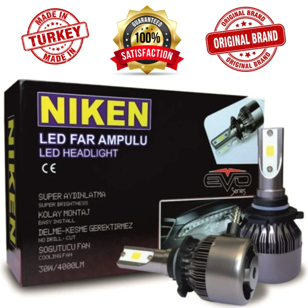 NIKEN светодиодный фар автомобиля из турции супер яркий COB 8000LM 6500K 9005 9006 H3 H1 H8 H7 H4 H11 H9