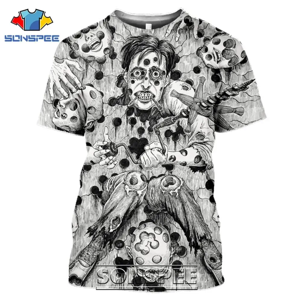SONSPEE Junji Ito Horror аниме Мужская футболка 2020 Повседневная Harajuku с коротким рукавом