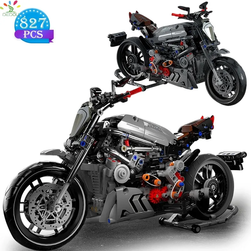 

DEDOU Toy Speed Locomotive Small Motorcycle Toy Children's Educational Assembling Motorcycle Building Block Toy