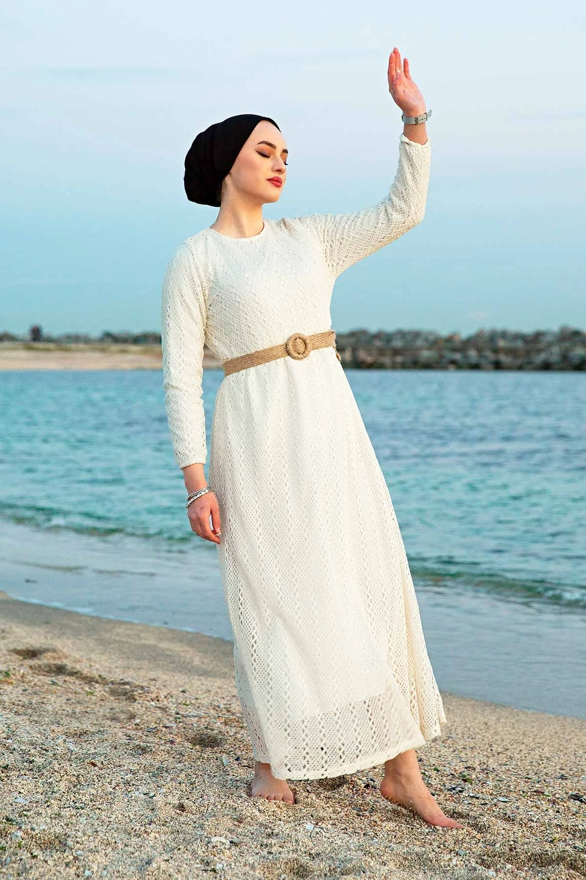 Кружевное платье с соломенным поясом абайя Дубай индейка мусульманская Мода