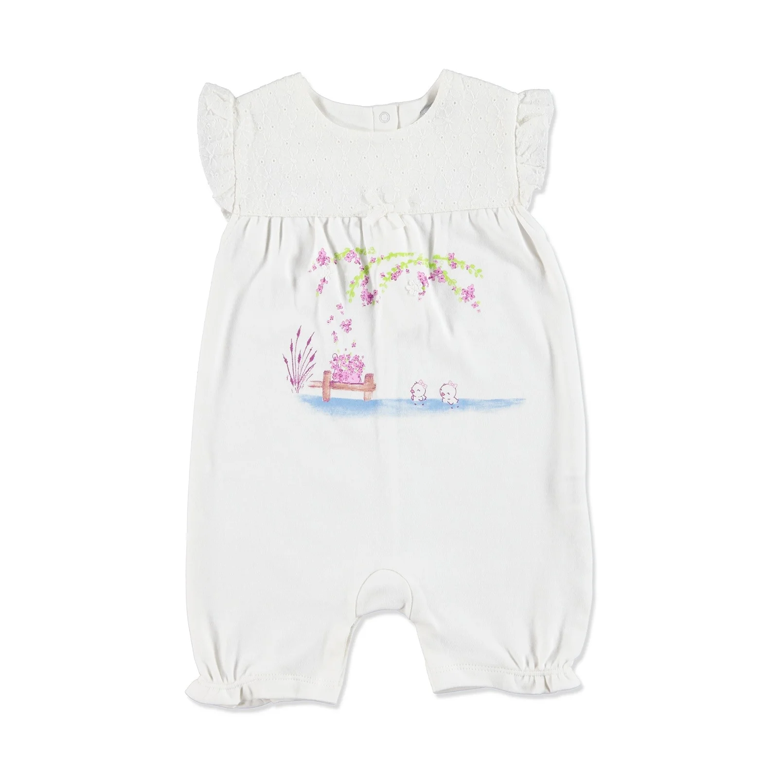 Ebebek HelloBaby/Летний комбинезон в горошек с цветочным принтом для маленьких девочек |