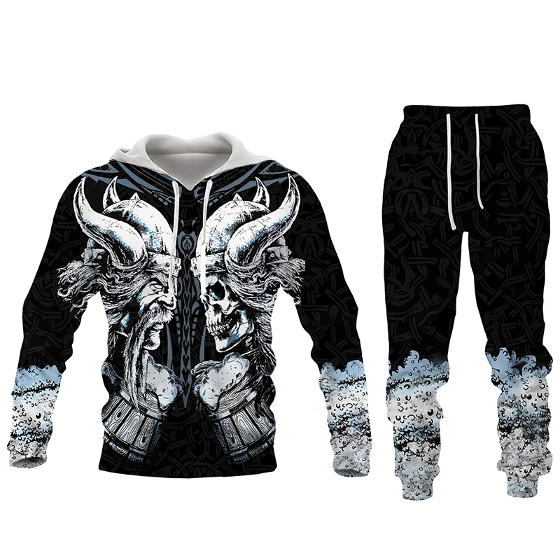 

Newest Viking Warrior Tattoo Man Women Tracksuit 3D Printed Hoodies and Pants 2pc Set Casual Sweatshirts Men's Clothing Suit