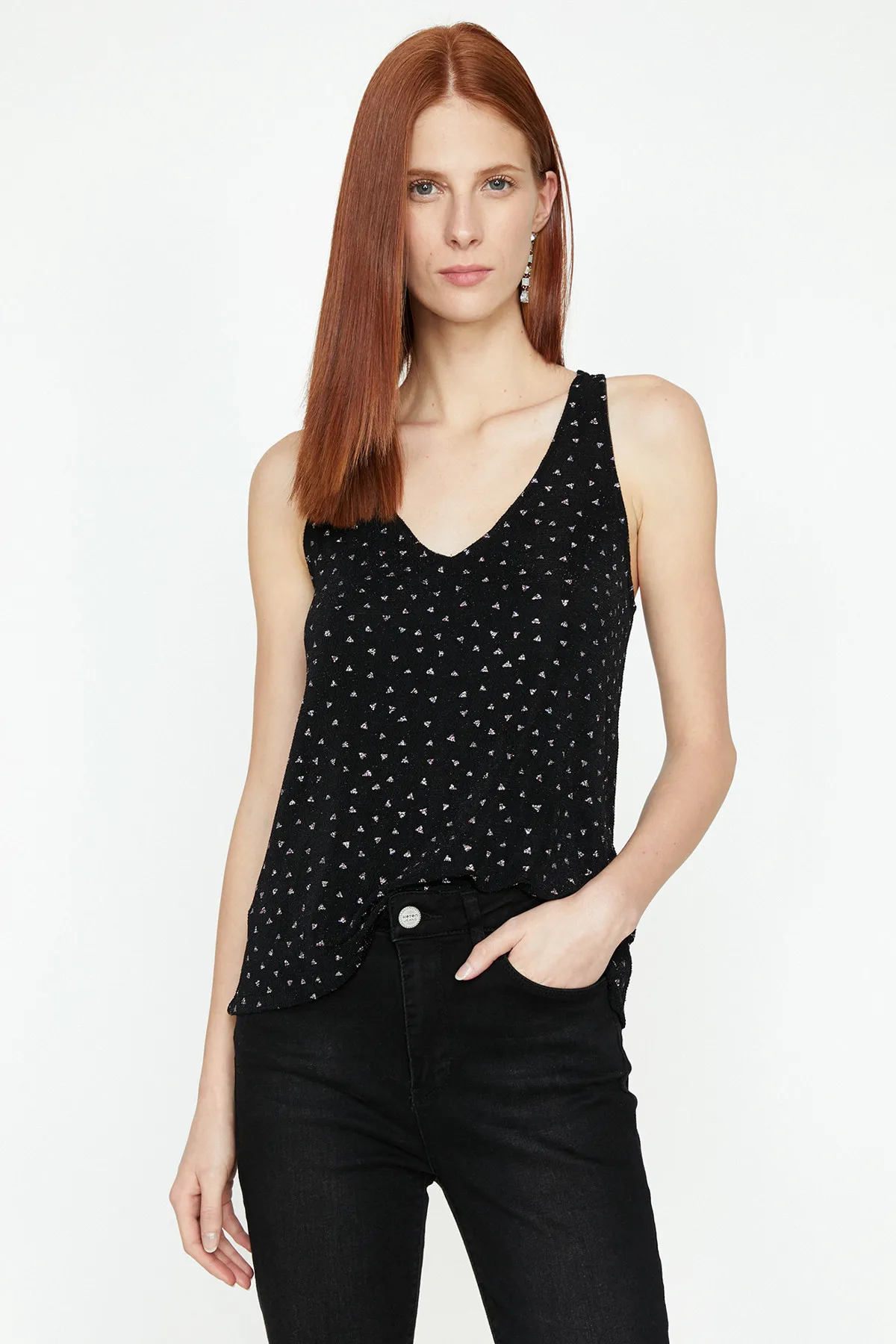 KOTON sîyah DESENLİ TANKTOPS 9KAK34023FK01V| |
